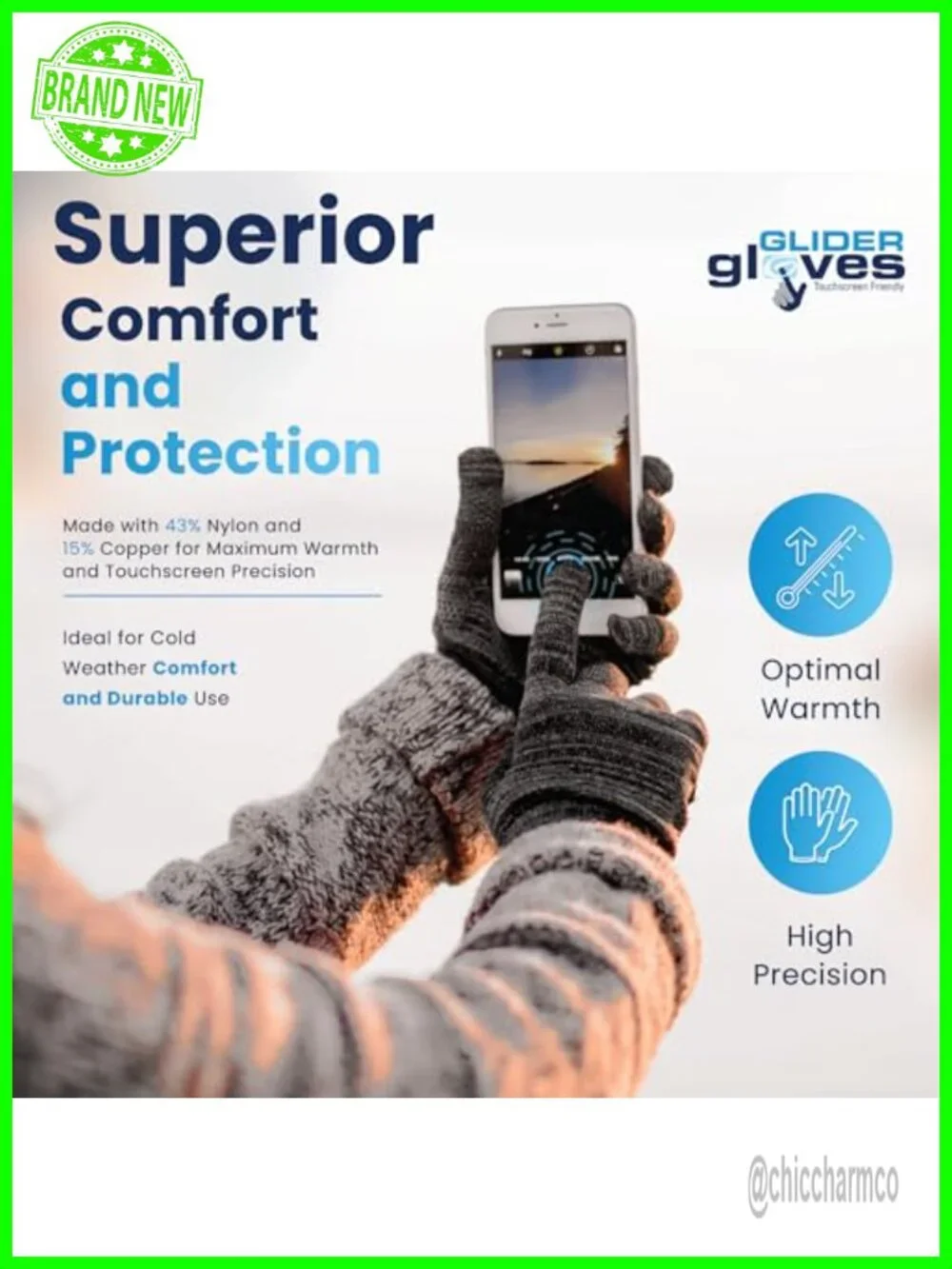 Touch Screen Gloves with Anti-Slip Palm, 10-Finger Gaming Gloves Winter
